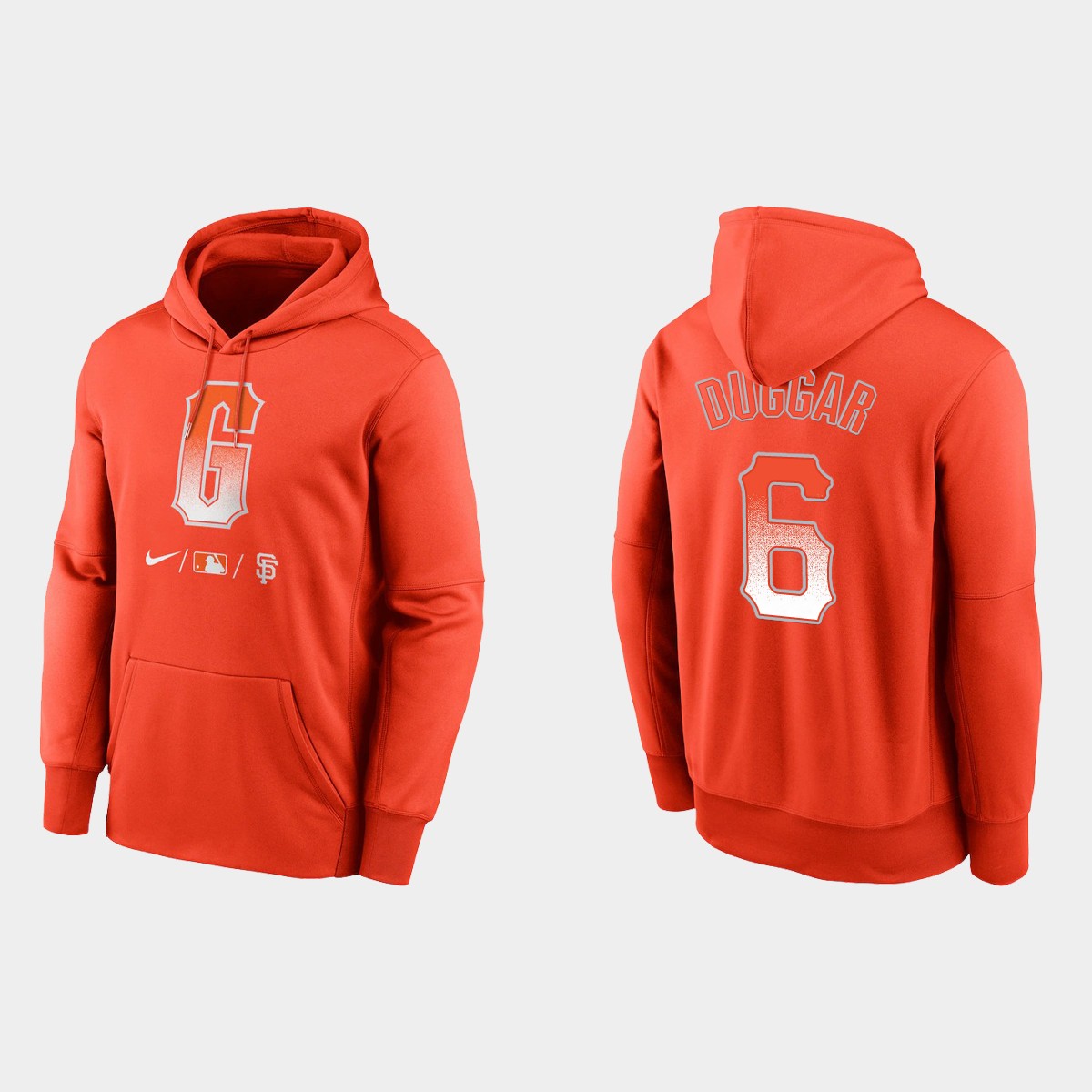San Francisco Giants #6 Steven Duggar Men's 2021 City Connect Therma Pullover Orange Hoodie cheap jerseys for sale - CheapJerseys.Shop