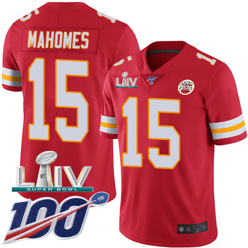 Chiefs #15 Patrick Mahomes Red Super Bowl LIV 2020 Team Color Men's Stitched 100th Season Vapor Untouchable Limited Jersey cheap jerseys for sale - CheapJerseys.Shop