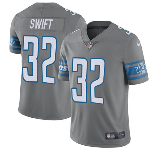 Detroit Lions #32 D'Andre Swift Gray Men's Stitched Limited Rush Jersey Men's cheap jerseys for sale - CheapJerseys.Shop