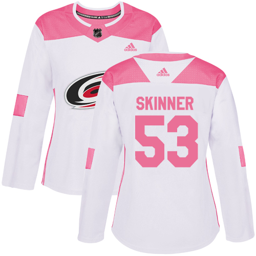 Carolina Hurricanes #53 Jeff Skinner White/Pink Authentic Fashion Women's Stitched Jersey Womens cheap jerseys for sale - CheapJerseys.Shop
