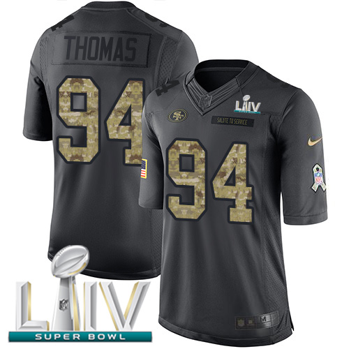 San Francisco 49ers #94 Solomon Thomas Black Super Bowl LIV 2020 Men's Stitched Limited 2016 Salute to Service Jersey Men's cheap jerseys for sale - CheapJerseys.Shop