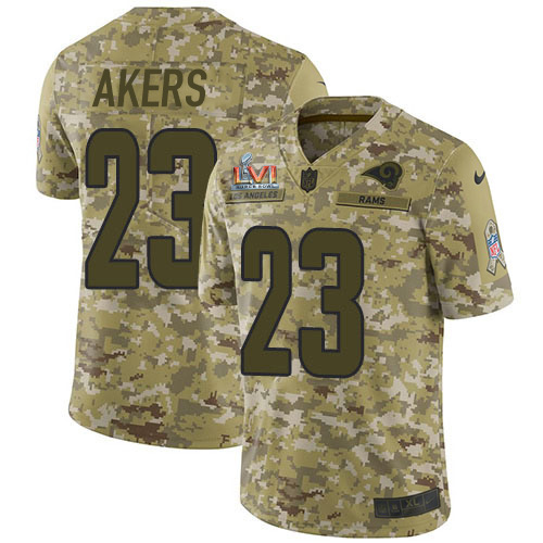 Los Angeles Rams #23 Cam Akers Camo Super Bowl LVI Patch Youth Stitched Limited 2018 Salute To Service Jersey Youth cheap jerseys for sale - CheapJerseys.Shop
