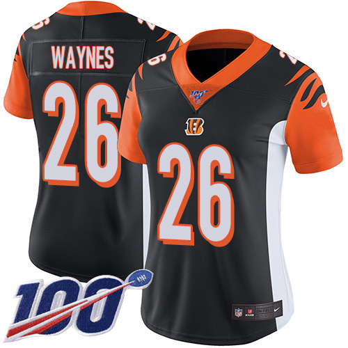 Cincinnati Bengals #26 Trae Waynes Black Team Color Women's Stitched 100th Season Vapor Untouchable Limited Jersey Womens cheap jerseys for sale - CheapJerseys.Shop