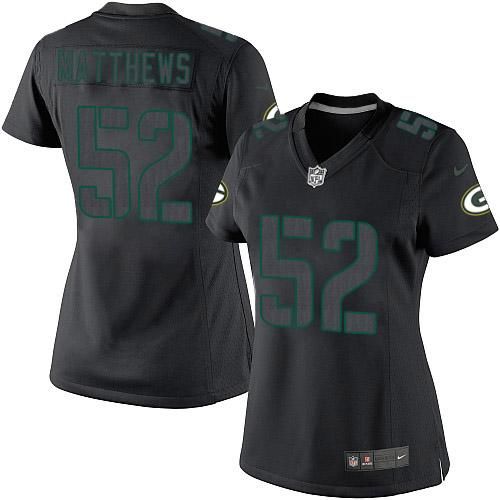 Green Bay Packers #52 Clay Matthews Black Impact Women's Stitched Limited Jersey Womens cheap jerseys for sale - CheapJerseys.Shop