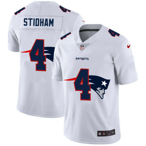 New England New England Patriots #4 Jarrett Stidham White Men's Team Logo Dual Overlap Limited Jersey Men's cheap jerseys for sale - CheapJerseys.Shop