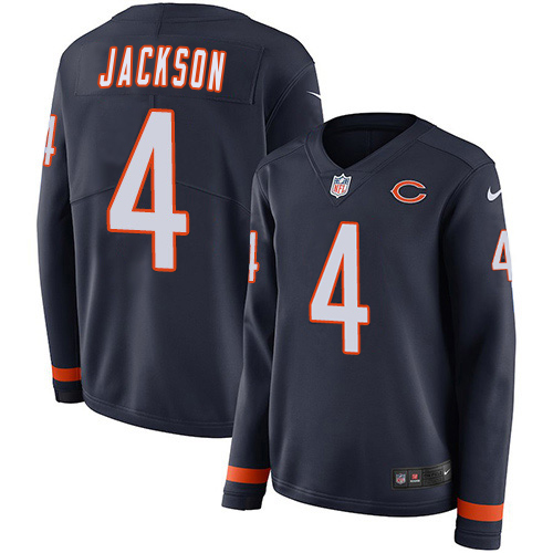 Bears #4 Eddie Jackson Navy Blue Team Color Women's Stitched Limited Therma Long Sleeve Jersey cheap jerseys for sale - CheapJerseys.Shop