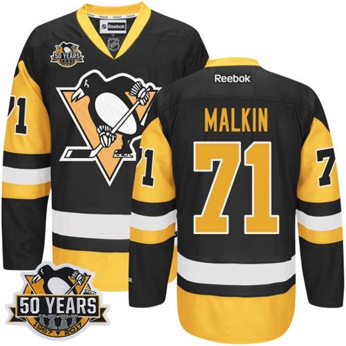 Pittsburgh Penguins #71 Evgeni Malkin Black Alternate 50th Anniversary Stitched Jersey Men's cheap jerseys for sale - CheapJerseys.Shop