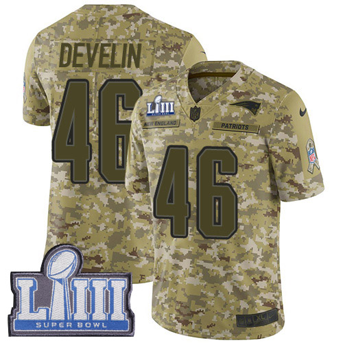 New England Patriots #46 James Develin Camo Super Bowl LIII Bound Men's Stitched Limited 2018 Salute To Service Jersey Men's cheap jerseys for sale - CheapJerseys.Shop