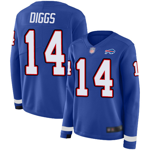 Bills #14 Stefon Diggs Royal Blue Team Color Women's Stitched Limited Therma Long Sleeve Jersey cheap jerseys for sale - CheapJerseys.Shop