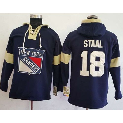 New York Rangers #18 Marc Staal Navy Blue Pullover Hoodie Stitched Jersey Men's cheap jerseys for sale - CheapJerseys.Shop