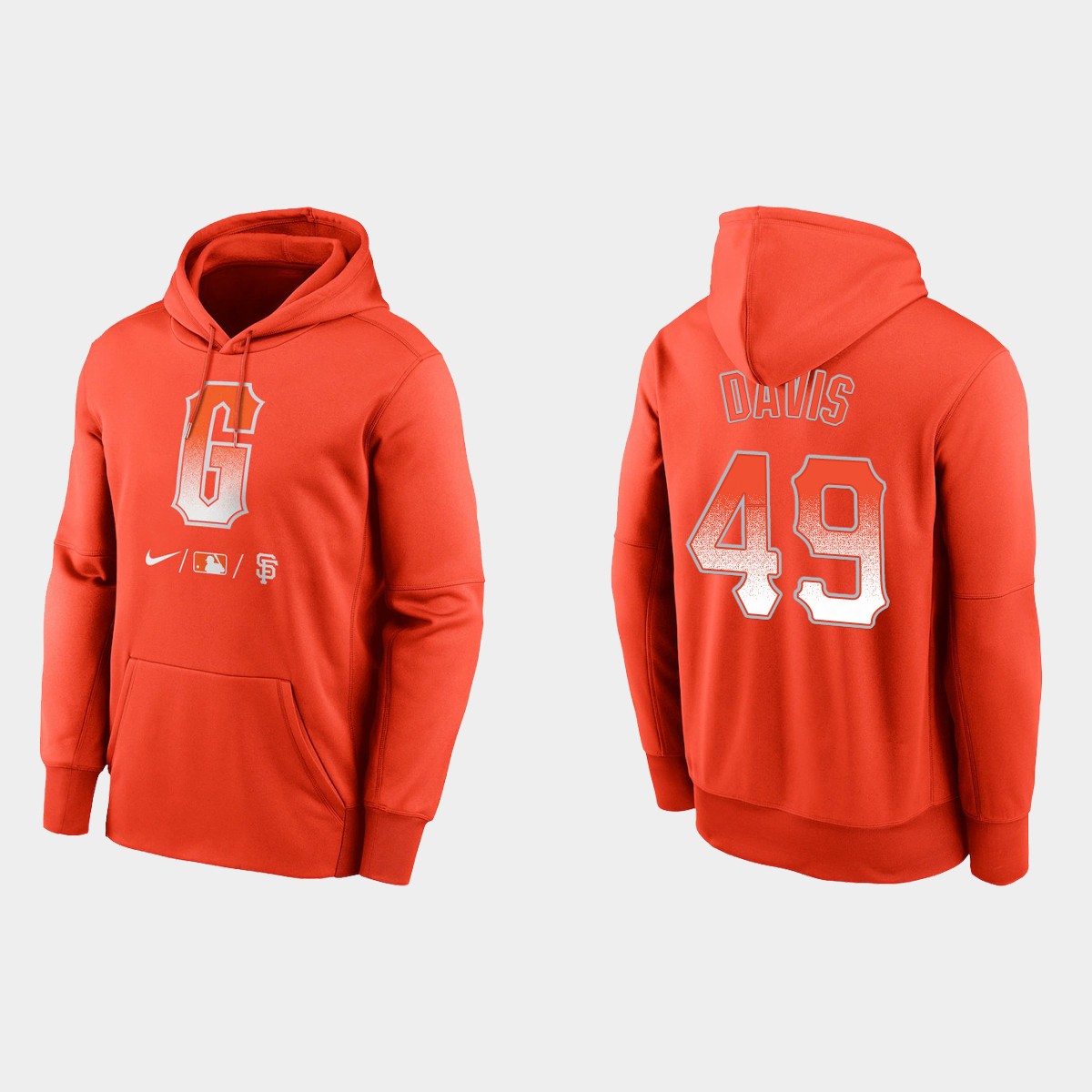 San Francisco Giants #49 Jaylin Davis Men's 2021 City Connect Therma Pullover Orange Hoodie cheap jerseys for sale - CheapJerseys.Shop