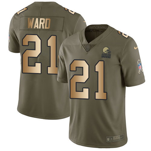 Browns #21 Denzel Ward Olive/Gold Men's Stitched Limited 2017 Salute To Service Jersey cheap jerseys for sale - CheapJerseys.Shop