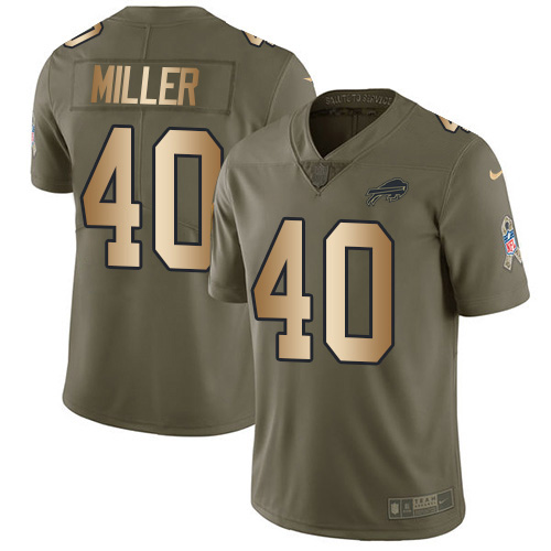 Bills #40 Von Miller Olive/Gold Youth Stitched Limited 2017 Salute To Service Jersey cheap jerseys for sale - CheapJerseys.Shop