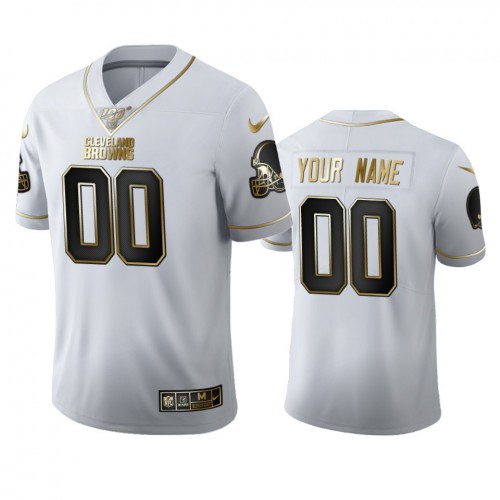 Cleveland Browns Custom Men's White Golden Edition Vapor Limited 100 Jersey cheap jerseys for sale - CheapJerseys.Shop