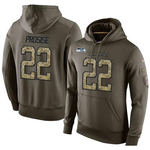 Men's Seattle Seahawks #22 C. J. Prosise Stitched Green Olive Salute To Service KO Performance Hoodie cheap jerseys for sale - CheapJerseys.Shop