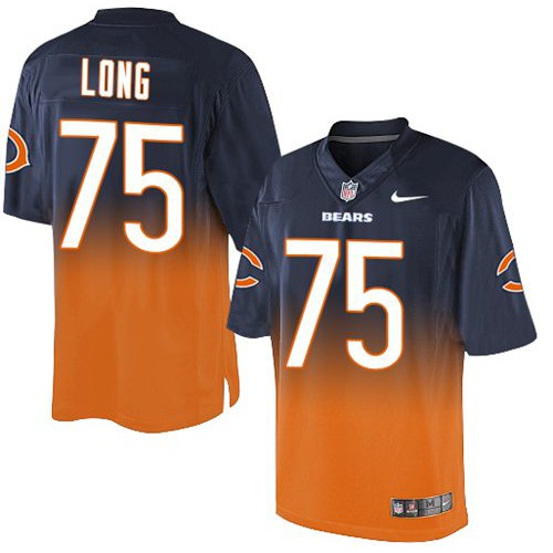 Chicago Bears #75 Kyle Long Navy Blue/Orange Men's Stitched Elite Fadeaway Fashion Jersey Men's cheap jerseys for sale - CheapJerseys.Shop