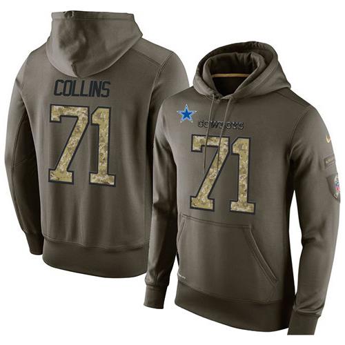 Men's Dallas Cowboys #71 La'el Collins Stitched Green Olive Salute To Service KO Performance Hoodie cheap jerseys for sale - CheapJerseys.Shop