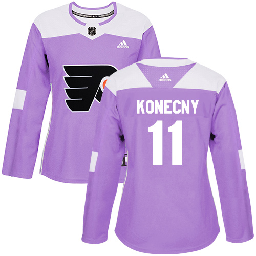 Philadelphia Flyers #11 Travis Konecny Purple Authentic Fights Cancer Women's Stitched Jersey Womens cheap jerseys for sale - CheapJerseys.Shop