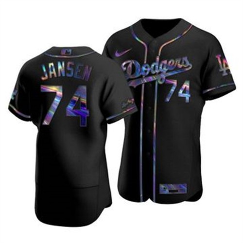 Los Angeles Los Angeles Dodgers #74 Kenley Jansen Men's Iridescent Holographic Collection Jersey - Black Men's cheap jerseys for sale - CheapJerseys.Shop