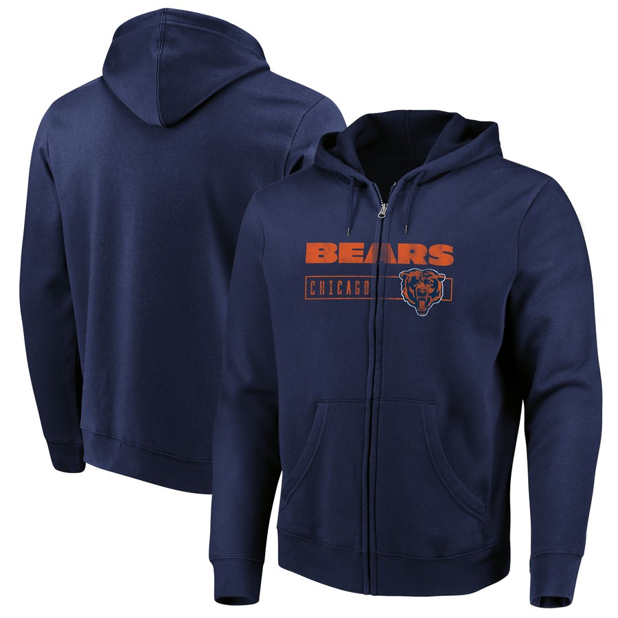 Chicago Bears Majestic Hyper Stack Full-Zip Hoodie Navy cheap jerseys for sale - CheapJerseys.Shop