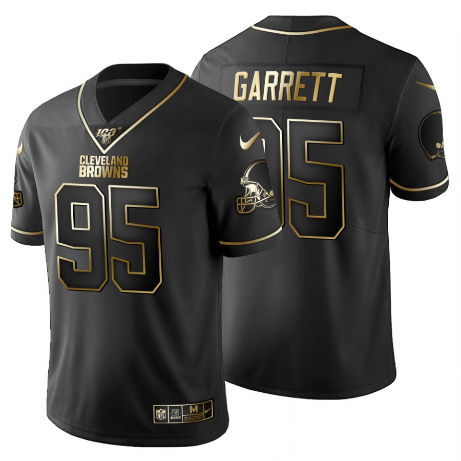 Cleveland Browns #95 Myles Garrett Men's Black Golden Limited 100 Jersey cheap jerseys for sale - CheapJerseys.Shop