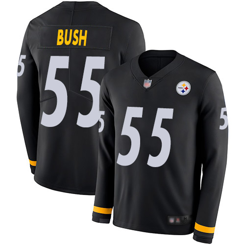 Pittsburgh Steelers #55 Devin Bush Black Team Color Men's Stitched Limited Therma Long Sleeve Jersey Men's cheap jerseys for sale - CheapJerseys.Shop