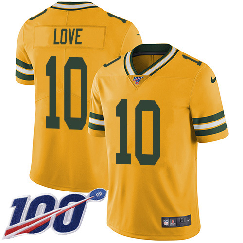Packers #10 Jordan Love Yellow Youth Stitched Limited Rush 100th Season Jersey cheap jerseys for sale - CheapJerseys.Shop