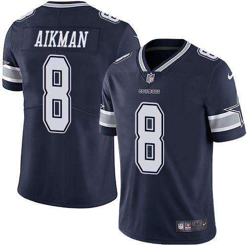 Dallas Cowboys #8 Troy Aikman Navy Blue Team Color Youth Stitched Vapor Untouchable Limited Jersey Youth cheap jerseys for sale - CheapJerseys.Shop