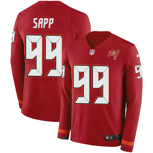 Tampa Bay Buccaneers #99 Warren Sapp Red Team Color Men's Stitched Limited Therma Long Sleeve Jersey Men's cheap jerseys for sale - CheapJerseys.Shop