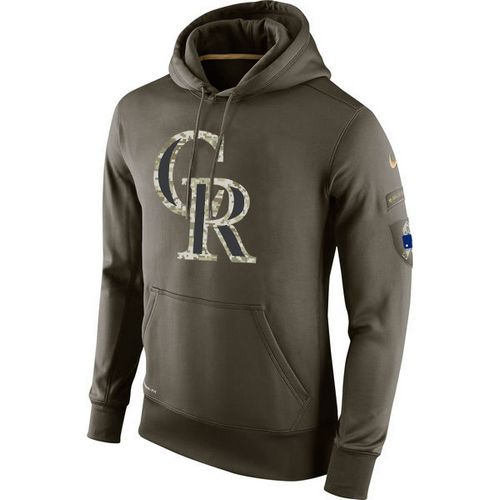 Men's Colorado Rockies Olive Salute To Service KO Performance Hoodie cheap jerseys for sale - CheapJerseys.Shop