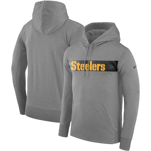Men's Pittsburgh Steelers Gray Sideline Team Performance Pullover Hoodie cheap jerseys for sale - CheapJerseys.Shop