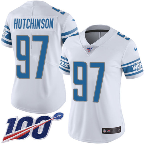 Lions #97 Aidan Hutchinson White Women's Stitched 100th Season Vapor Untouchable Limited Jersey cheap jerseys for sale - CheapJerseys.Shop