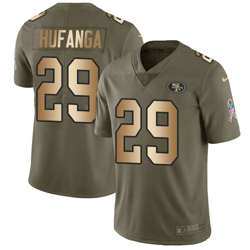 49ers #29 Talanoa Hufanga Olive/Gold Men's Stitched Limited 2017 Salute To Service Jersey cheap jerseys for sale - CheapJerseys.Shop