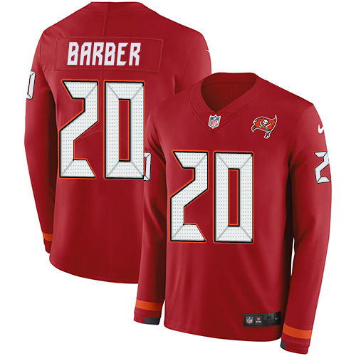 Tampa Bay Buccaneers #20 Ronde Barber Red Team Color Men's Stitched Limited Therma Long Sleeve Jersey Men's cheap jerseys for sale - CheapJerseys.Shop