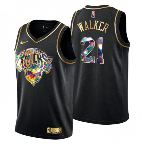 New York New York Knicks #21 M.J. Walker Mens Golden Edition Diamond Logo 2021/22 Swingman Jersey - Black Mens cheap jerseys for sale - CheapJerseys.Shop