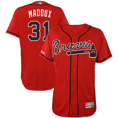 Atlanta Braves #31 Greg Maddux Red Flexbase Authentic Collection Stitched Jersey Men's cheap jerseys for sale - CheapJerseys.Shop