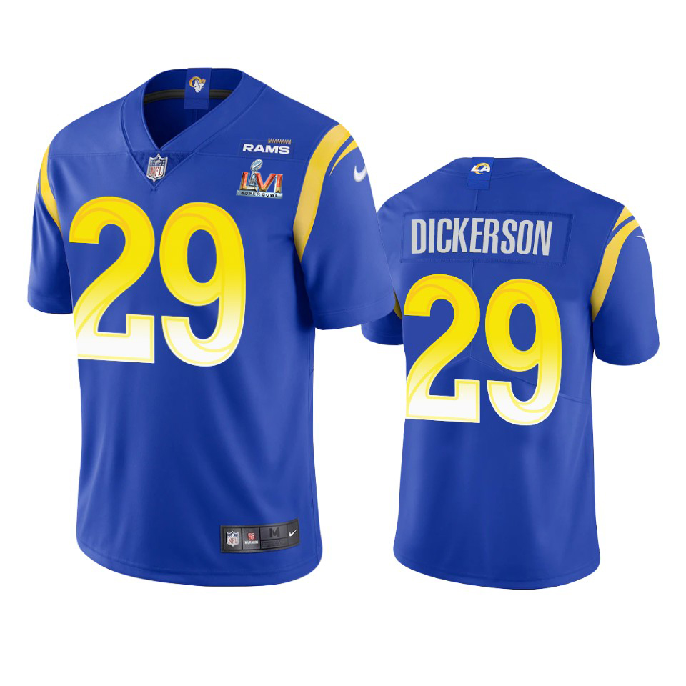 Los Angeles Rams #29 Eric Dickerson Men's Super Bowl LVI Patch Vapor Limited Jersey - Royal cheap jerseys for sale - CheapJerseys.Shop