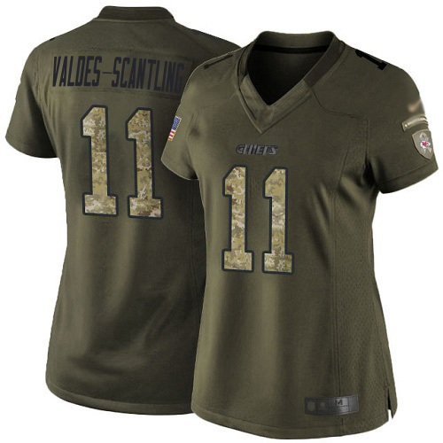 Chiefs #11 Marquez Valdes-Scantling Green Women's Stitched Limited 2015 Salute To Service Jersey cheap jerseys for sale - CheapJerseys.Shop