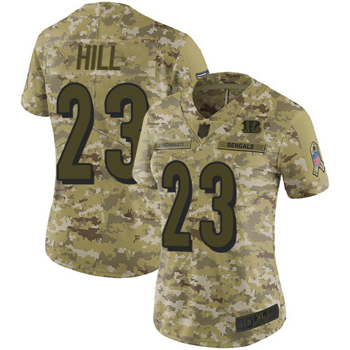Bengals #23 Daxton Hill Camo Women's Stitched Limited 2018 Salute To Service Jersey cheap jerseys for sale - CheapJerseys.Shop