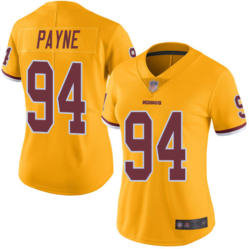 Washington Commanders #94 Da'Ron Payne Gold Women's Stitched Limited Rush Jersey Womens cheap jerseys for sale - CheapJerseys.Shop