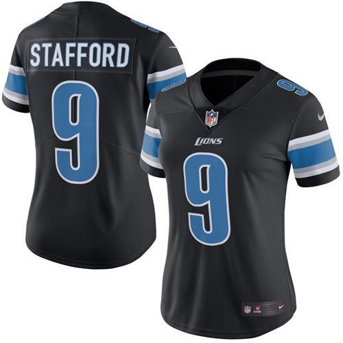 Detroit Lions #9 Matthew Stafford Black Women's Stitched Limited Rush Jersey Womens cheap jerseys for sale - CheapJerseys.Shop
