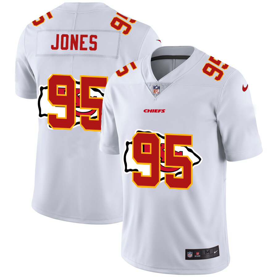 Kansas City Chiefs #95 Chris Jones White Men's Team Logo Dual Overlap Limited Jersey cheap jerseys for sale - CheapJerseys.Shop