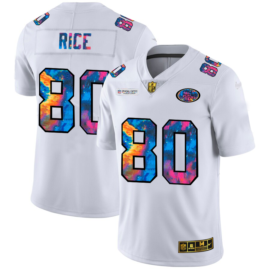 San Francisco 49ers #80 Jerry Rice Men's White Multi-Color 2020 Crucial Catch Limited Jersey cheap jerseys for sale - CheapJerseys.Shop