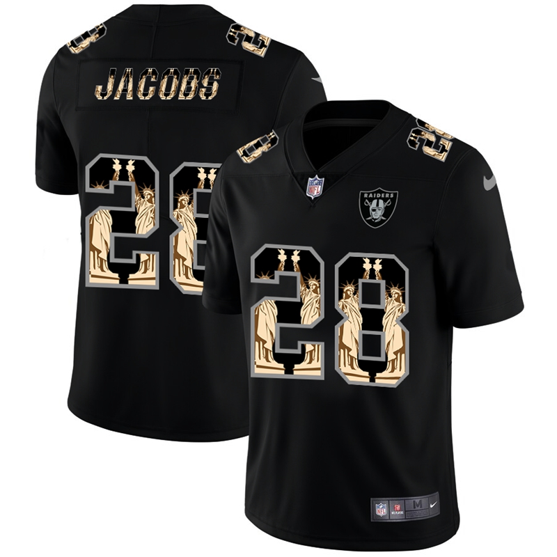 Las Vegas Raiders #28 Josh Jacobs Carbon Black Vapor Statue Of Liberty Limited Jersey cheap jerseys for sale - CheapJerseys.Shop