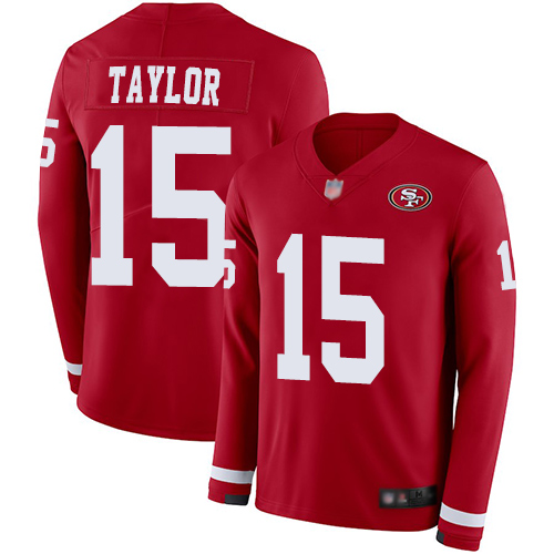 San Francisco 49ers #15 Trent Taylor Red Team Color Men's Stitched Limited Therma Long Sleeve Jersey Men's cheap jerseys for sale - CheapJerseys.Shop