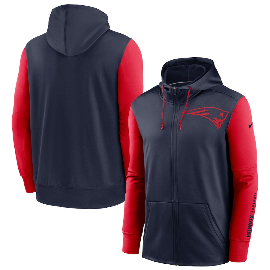 New England Patriots Navy Red Fan Gear Mascot Performance Full-Zip Hoodie cheap jerseys for sale - CheapJerseys.Shop