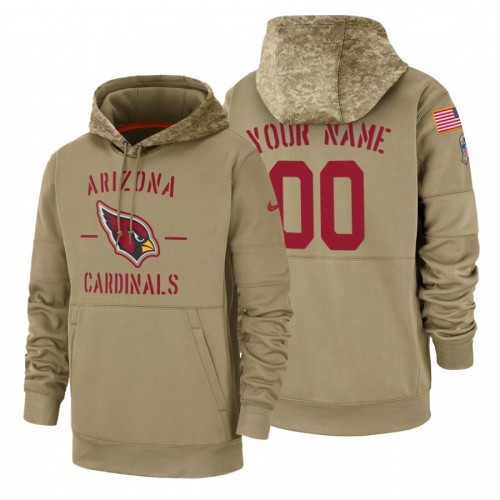 Arizona Cardinals Custom Tan 2019 Salute To Service Name & Number Sideline Therma Pullover Hoodie cheap jerseys for sale - CheapJerseys.Shop