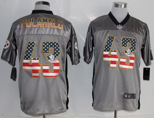 Steelers #43 Troy Polamalu Grey Men's Stitched Elite USA Flag Fashion Jersey cheap jerseys for sale - CheapJerseys.Shop