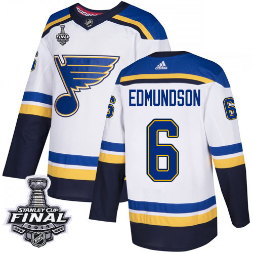 St. Louis Blues #6 Joel Edmundson White Road Authentic 2019 Stanley Cup Final Stitched Jersey Men's cheap jerseys for sale - CheapJerseys.Shop