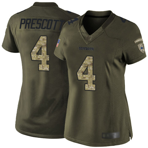 Cowboys #4 Dak Prescott Green Women's Stitched Limited 2015 Salute To Service Jersey cheap jerseys for sale - CheapJerseys.Shop